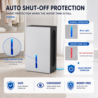 Déshumidificateur d'air compact pour toute la maison OEM 2,4 l, lumière ambiante 7 couleurs, sécheur d'air silencieux, économie d'énergie, déshumidificateur portable pour la maison
