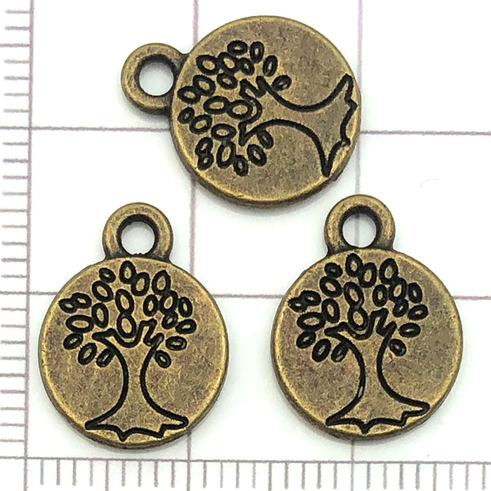Un Arbre de Vie rond vert ancien - 1,2g - 12*15mm - 19936