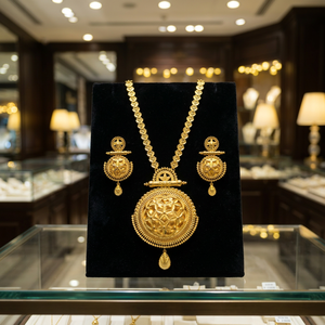 Wholesale Brass 14K 18K 24K Micro Gold Plated <b>Long</b> <b>Necklaces</b> Set Fashion Jewelry Traditional Floral Design Wedding Jewelry Set - Product Image 6
