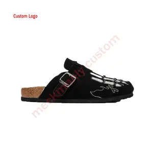 Custom Bone Clogs Shoes Women Men's Clogs Mules Cow Suede Leather Clogs Flat Anti Slip Slippers Mules Custom Design