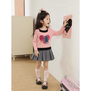 Childrens Faux Two Piece Long Sleeve T Shirt Cartoon Cotton Poplin Girls <b>Blouse</b> Fall 2025 New Style - Product Image 4