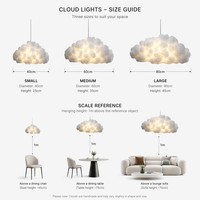 Suspension contemporaine en forme de nuage coloré, lustre en fausse soie, lampe suspendue pour restaurant