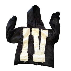 Sudadera con Capucha Personalizada para Hombre, Estilo Urbano, Bordado Desgastado, Estampado Completo, Estilo Vintage Real, Ropa Casual - Product Image 1