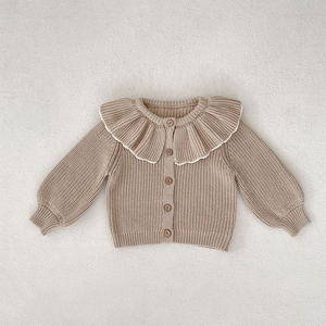 Ropa <span class=keywords><strong>de</strong></span> Otoño al por Mayor <span class=keywords><strong>para</strong></span> Bebés Niñas, Chaqueta <span class=keywords><strong>de</strong></span> Punto con <span class=keywords><strong>Cuello</strong></span> <span class=keywords><strong>de</strong></span> Volantes 100% Algodón, Suéter Cárdigan, Ropa <span class=keywords><strong>para</strong></span> Bebés Niñas - Product Image 1