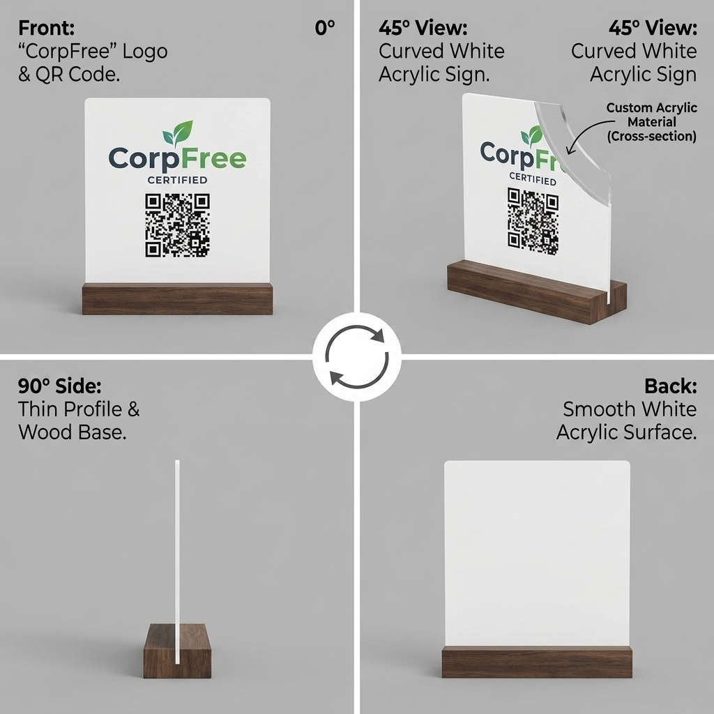 Custom Acrylic QR Code Sign Wood Base Social Media Follow Instagram Google Review Stand for Restaurant NFC Menu Payment Display — view 3