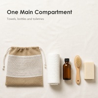 Trousse de Toilette en Coton et Jute avec Cordon de Serrage, Pochette de Voyage Respirante pour la Salle de Sport, la Salle de Bain et les Voyages d'Affaires