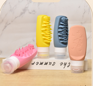 Silicone Travel <b>Bottles</b> with Hair Scalp <b>Brush</b> Shower Shampoos Containers for Conditioner Shampoo Lotion Body Wash Accessories - Product Image 2