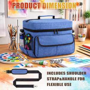 Étui de rangement portable pour peinture acrylique avec bandoulière et poignée, sac de transport pour fournitures artistiques avec séparateurs amovibles et poche supplémentaire - Product Image 6