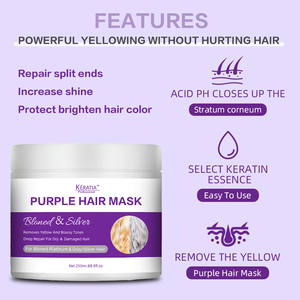 250ml Silver Blonde Hair Professional Hair Care Traitement Masque Crème Anti Brass No Yellow Purple Hair Mask - Product Image 6