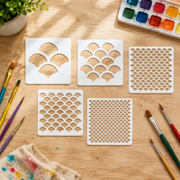 Pochoir en plastique réutilisable pour la décoration et la peinture, motif écailles de poisson, 5 pièces