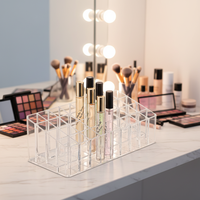 Organisateur de cosmétiques transparent en acrylique lavable grande capacité, support de rangement et présentoir à rouges à lèvres et maquillage