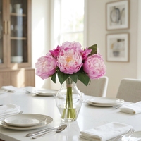 Buket Peony Buatan Warna Pink Muda, Rangkaian Peony Palsu dengan Sentuhan Alami untuk Dekorasi Meja Pernikahan dan Rumah