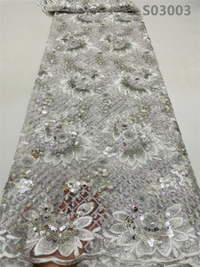 Tela africana de encaje guipur, bordado de <span class=keywords><strong>lentejuelas</strong></span> - Product Image 5