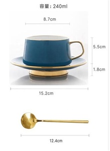 Nuovo stampo occidentale fancy nero tazza di <span class=keywords><strong>caffè</strong></span> e piattino con maniglia per il latte - Product Image 3