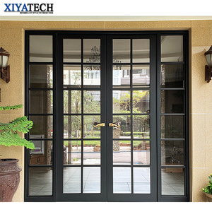 Xiyatech 현대적인 디자인 이중 입구 문 하이 퀄리티 보안 강철 금속 유리 외부 프랑스 철 문 - Product Image 4