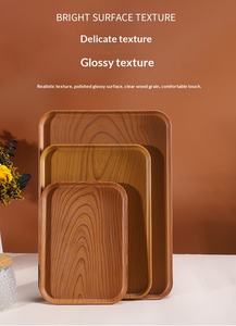 Bandeja Rectangular Grande de Grado Comercial con Diseño de Madera, Bandeja de PP de Grado Alimenticio para Servir Postres en Cafeterías y Té de la Tarde - Product Image 3