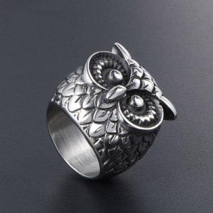 Owl <b>Titanium</b> Steel <b>Ring</b> Men's Fashion Punk Animal Jewelry SA388 - Product Image 2