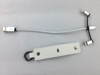 Porte-clés Usb court 3 en 1 en cuir pour recharge rapide, cordon de chargeur Portable pour ordinateur, transfert de données, compatible avec Apple Android et type c