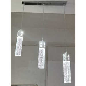 Lustre en cristal à colonnes, luminaire suspendu LED à trois têtes, effet bulle, minimaliste, pour salle à manger, chambre à coucher, lampe de plafond - Product Image 3
