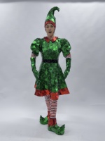 Costume de mascotte d'elfe de Noël avec miroir LED, costume de disco lumineux pour adulte avec lumières, tenue de Père Noël pour défilé de Noël