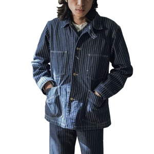 New Arrival Fashion Casual Raw Denim <b>Jacket</b> Custom Logo High Quality <b>Men</b> Blue Jacquard Denim <b>Jacket</b> for <b>Men</b> - Product Image 3