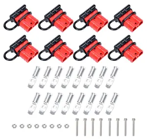 6-10 Gauge Anderson Connector Plug 50A 12-36V Battery Quick Connector Red Battery Quick Disconnect Wire Harness Plug Kit for car