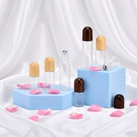 Flacons roll-on miniatures en verre transparent de 1 ml, 2 ml, 3 ml, 5 ml pour sérum, huile essentielle, soins de la peau, cosmétiques, avec bouchon en plastique imitation bois
