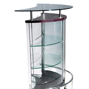 Round Glass Heavy Duty Display Cabinet Tiered Shelf Stainless Steel Frame Polished Finish Retail Supermarket <b>Showcase</b> - Product Image 1