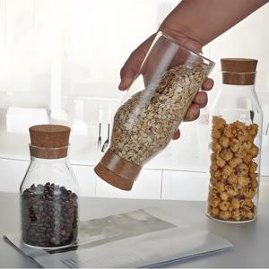 Conteneur en verre <span class=keywords><strong>de</strong></span> cuisine professionnel durable, <span class=keywords><strong>de</strong></span> grande taille, transparent, réutilisable, <span class=keywords><strong>de</strong></span> qualité alimentaire, en borosilicate, avec couvercles en liège - Product Image 3