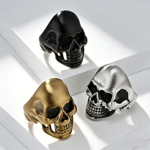 Skull <b>Titanium</b> Steel <b>Ring</b> For Men Gold Black Silver Color Punk Jewelry Gift Fashion <b>Rings</b> - Product Image 1