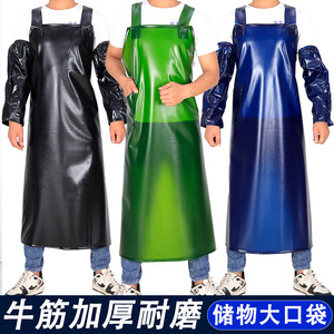 Tablier imperméable à double bretelle, épaissi et résistant à l'usure, pour le traitement de la pierre, la transformation des fruits de mer, l'abattage et l'utilisation en cantine - Product Image 2