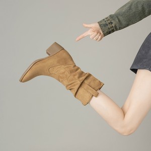 Sepatu <span class=keywords><strong>Boots</strong></span> Suede Retro Model Ankle & Bootie dengan Ujung Runcing dan Hak Tebal, Gaya Roman untuk Wanita, Musim Semi/Gugur/Dingin Terbaru - Product Image 2