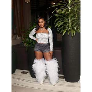 วอยเกอร์ดร โพลก้า ดอทเสื้อครอปและกางเกงขาสั้นชุดสตรีชุดคลับแวร์เข้ารูป Y2k ชุดเอวธรรมชาติผ้าเจอร์ซีย์ - Product Image 3