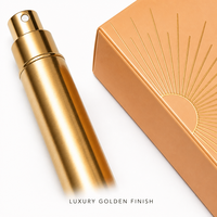 Flacon de parfum vide personnalisé 35 ml avec capuchon doré, atomiseur de voyage rechargeable or rose en gros avec boîte de présentation