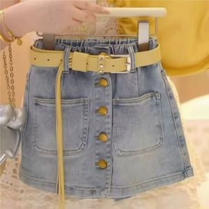 Nueva moda <span class=keywords><strong>2</strong></span> uds. Conjunto de ropa para niñas Camiseta de punto sin mangas con volantes sólidos + Pantalones cortos vaqueros trajes para niñas - Product Image 6