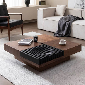 Modern Multifunctional Storage Center <strong>Table</strong> Extendable Square <strong>Walnut</strong> <strong>Coffee</strong> <strong>Table</strong> for Rustic Easy Assembly Home Furniture Metal - Product Image 2