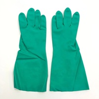 Vente en gros 15Mil Vert Latex Flock Doublé Ménage Imperméable Épais Long Ménage Gants En Nitrile