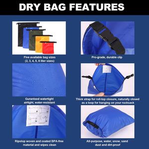 Paquete de 5 Bolsas Secas Impermeables, Bolsas Secas Ligeras para Exteriores, Bolsas Secas Ideales para Rafting, Navegación y Camping - Product Image 4