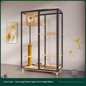 2024 Anpassbarer Luxus-Katzen käfig Großes Katzen haus aus gehärtetem Glas aus massivem Muster Haustier-Katzen villa zum Wohnen Fabrik preis - Product Image 3