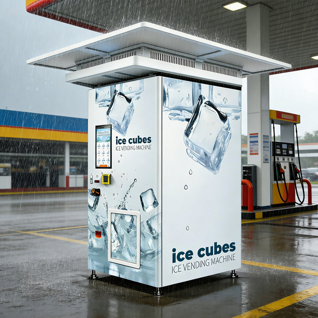 Aimir Auto Ice Making Packing Selling System24/7 Unmanned Bagged Ice Kiosk Outdoor Canopy Ice Vending Machine with Auto Bagging
