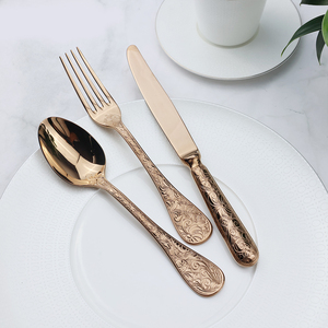 Luxurious Three-piece Rose <strong>Gold</strong> <strong>Set</strong> of Tableware Stainless Steel Tableware Steak Knife Spoon and Fork - Product Image 1