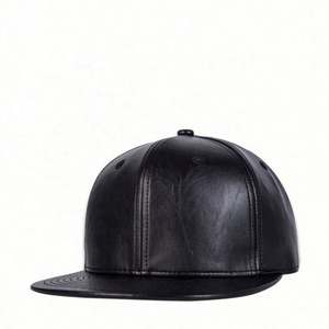 Hip Hop Hat Men's Street Versatile Black Leather <b>Flat</b> Brim Hat Fashionable <b>Cap</b> - Product Image 2