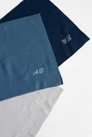 Serviettes en lin monogrammées faites à la main, carrées, réutilisables, 60x60 cm, pour la maison et la restauration