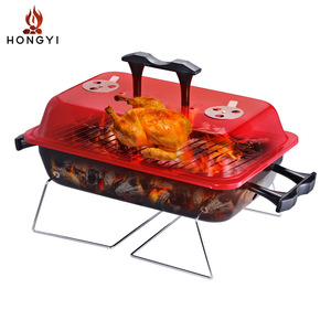 Barbecue portable carré Hongyi Bqr105 avec couvercle pour le camping en plein air, grillades au charbon de bois, rôtissage de viande - Product Image 4