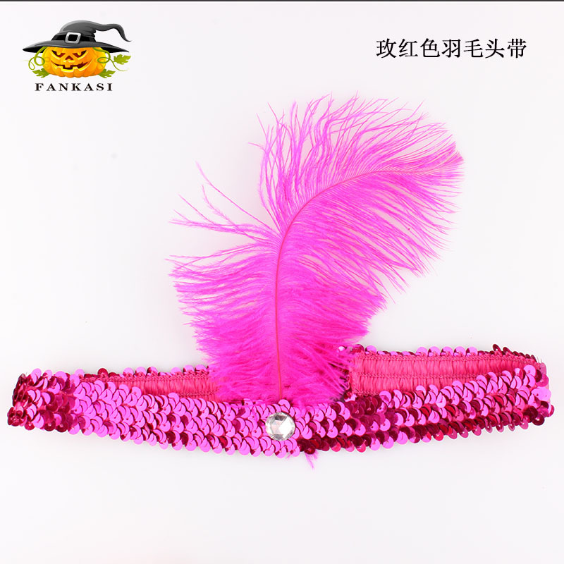Rose pink feather headband
