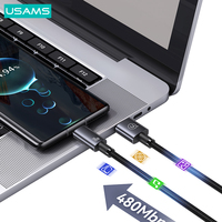 USAMS kabel Data USB Tipe c, 3A pengisian daya Cepat 1.2m 2m aluminium Alloy untuk Samsung