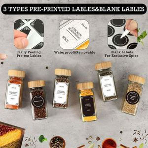 Wholesale 24 Pack 4oz Glass <b>Spice</b> Jar with Bamboo Lids <b>Labels</b> Airtight Square Seasoning Jars for <b>Spice</b> Pantry - Product Image 4