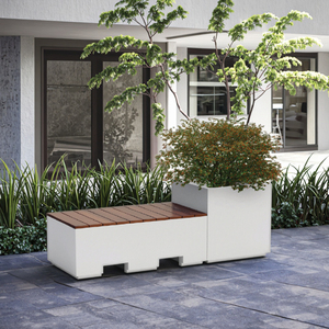 Modern Durable GRC <strong>Concrete</strong> <strong>Bench</strong> with Anticorrosive Wood Seat for Entry Gym Park Seating or <strong>Garden</strong> Furniture - Product Image 4