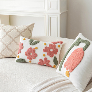 Aoyatex flor nórdica tufted tulipán almohada lindo cojín suave para el sofá de la sala de estar - Product Image 3