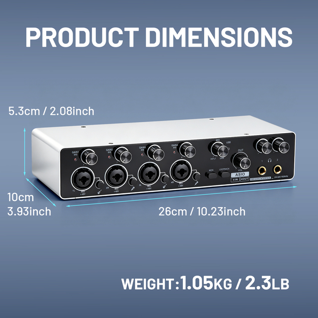 RX4 Professional 4-Channel External USB Audio Interface Sound Card Mic Preamplifier ASIO Live Recording for Professional Use